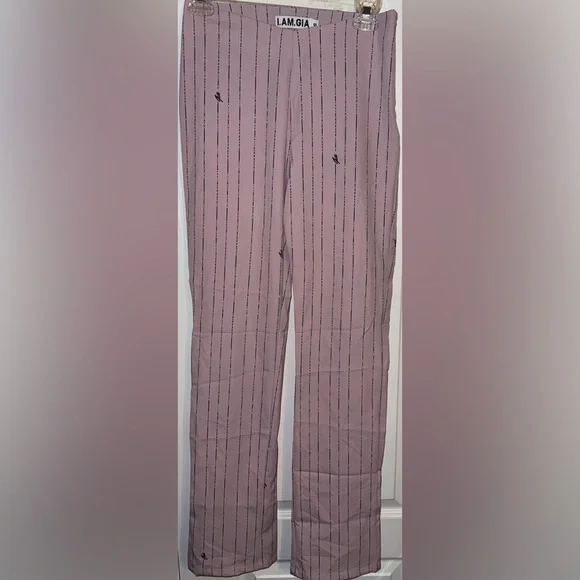 I.AM.GIA Like New pinkDominique Logo Stripe High Rise Tapered Straight leg pant